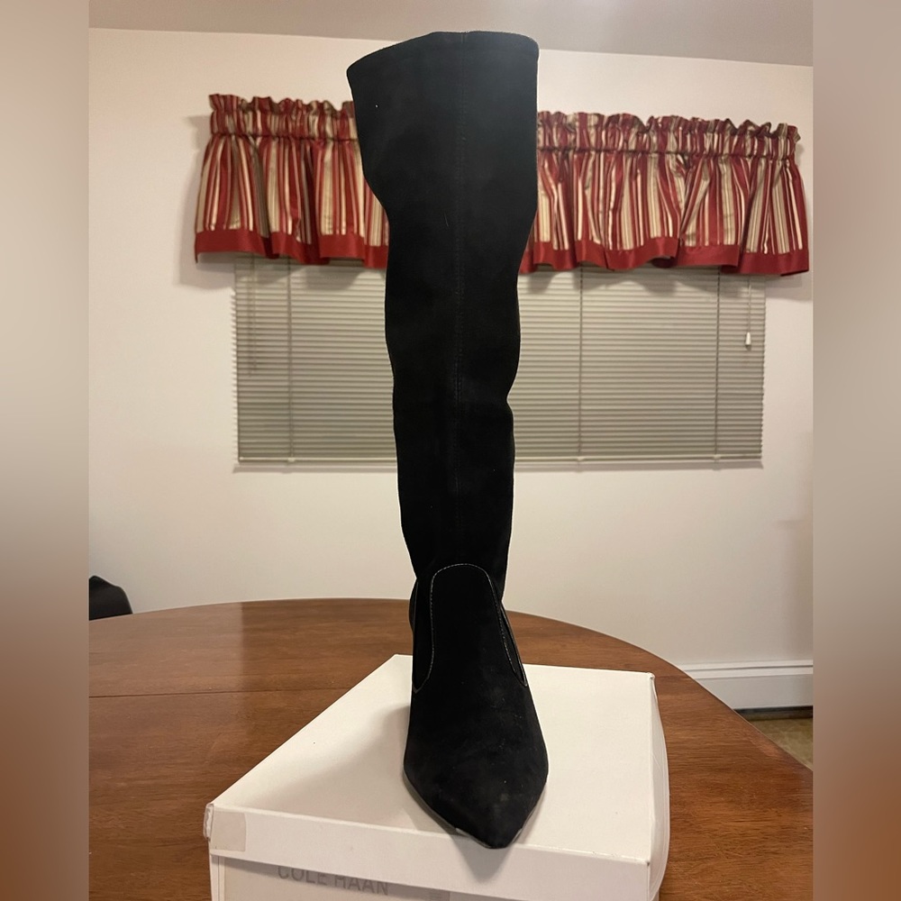Cole Haan black suede boots.